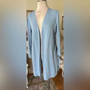 Talbots Blue Cardigan Sweater with Ribbed Knit Size LP C:4307 Ex condition